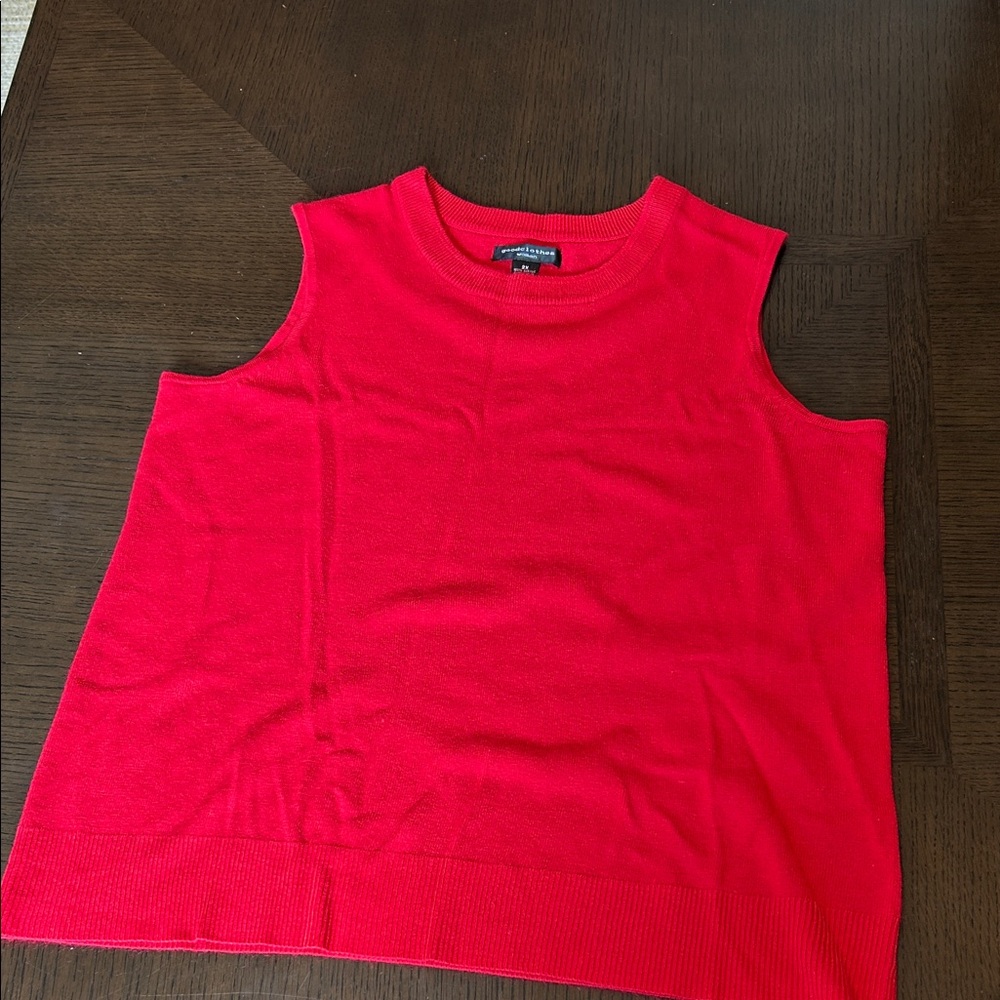 Red Sleeveless Crew Neck Sweater
